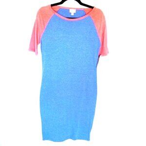 LuLaRoe Julia Sheath Pencil Dress Bodycon Small Solid Blue Pink New With Tags